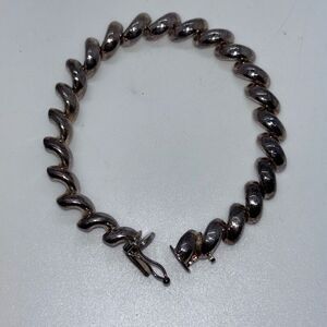 Chunky Italy Sterling Silver 925 San Marco Macaroni Link Bracelet Fits 7.5"